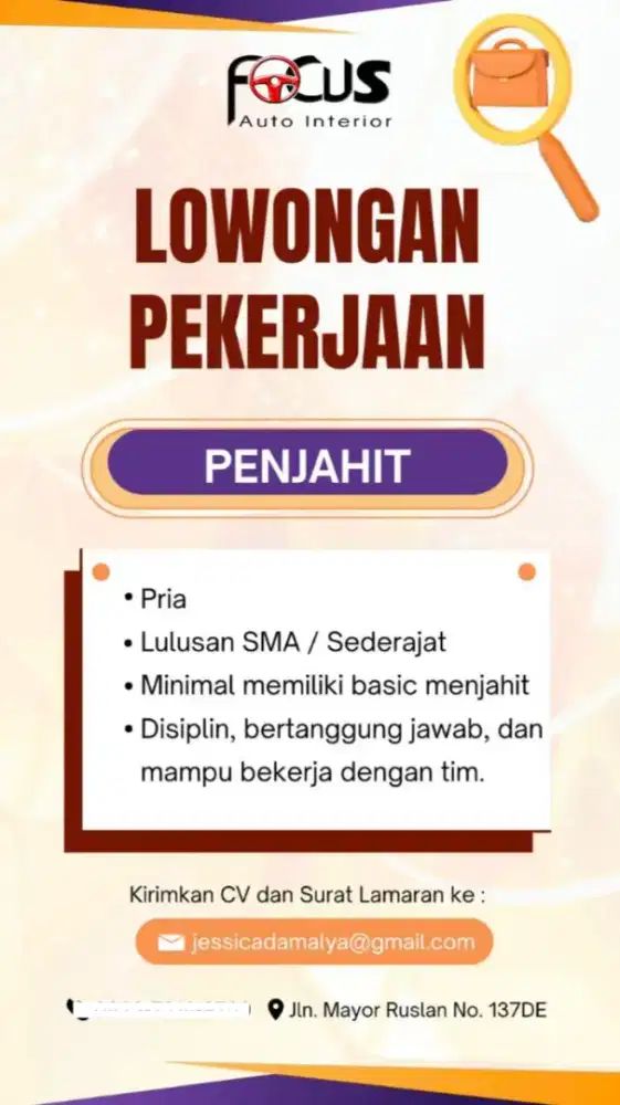 Lowongan Penjahit Jok Mobil