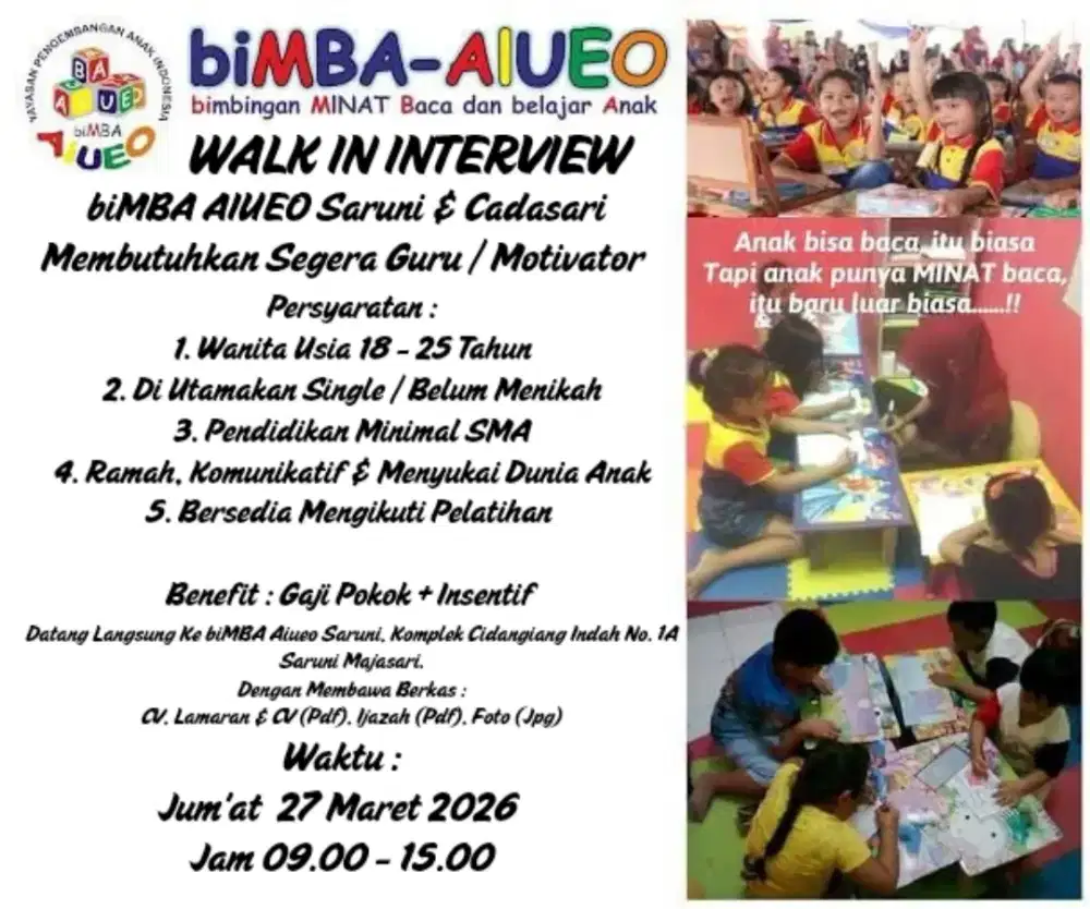 WALK IN INTERVIEW BIMBA AIUEO SARUNI & CADASARI