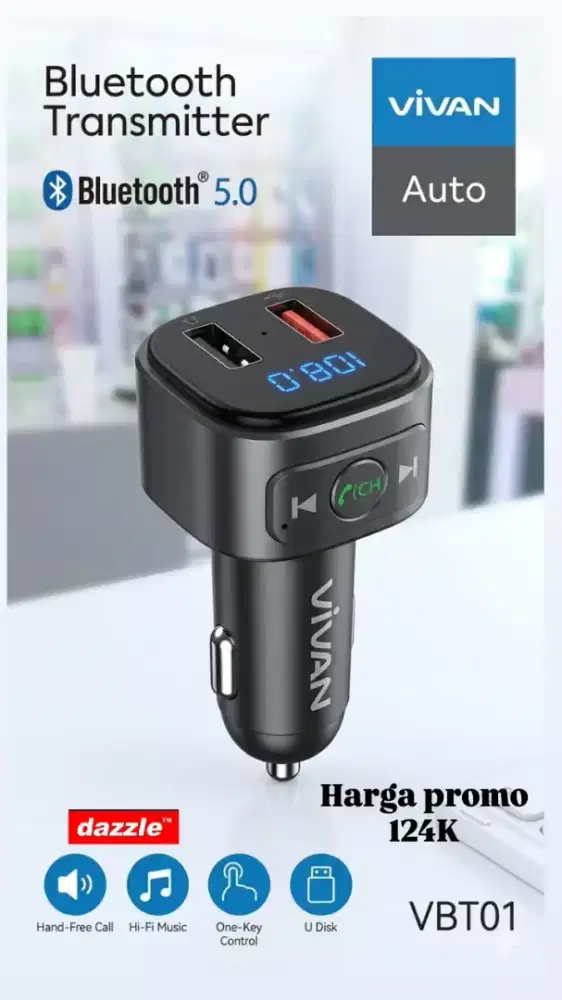 Vivan car charger vbt01 black FM transmitter