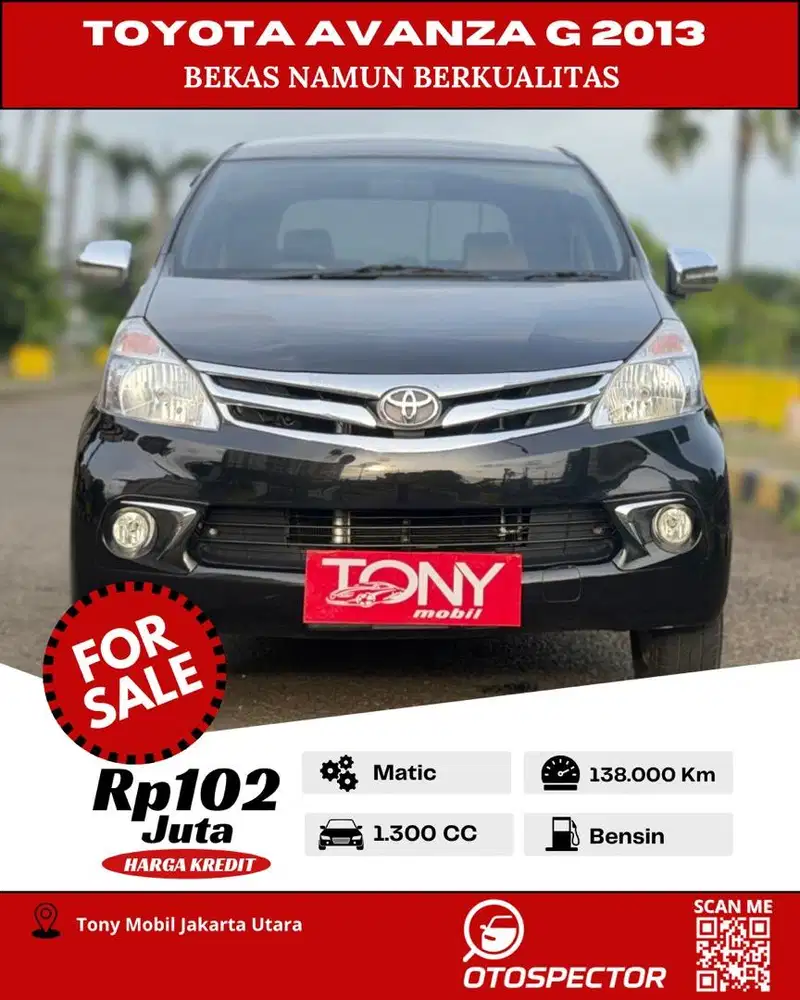 #Tony Mobil# Toyota New Avanza G AT 2013 Hitam