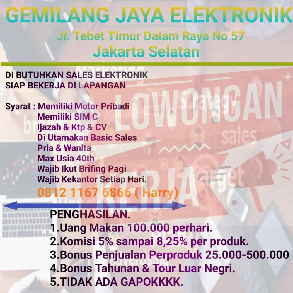 Di butuh kan marketing sales elektronik