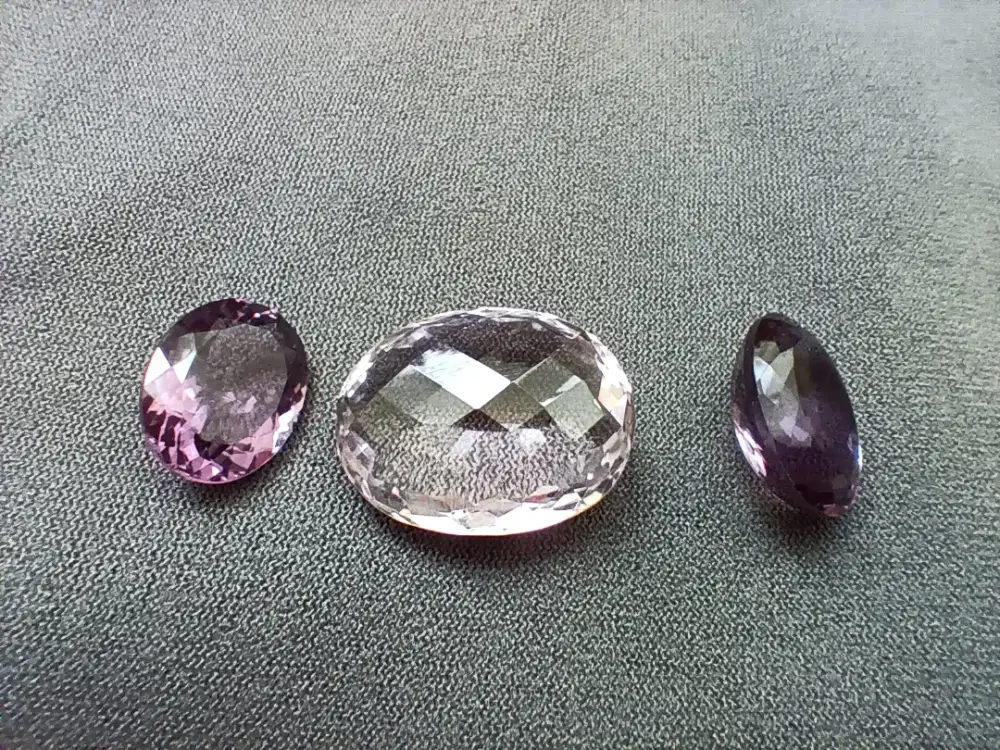 3 pcs Permata Ametis Cutting ukuran besar utk cincin atau liontin