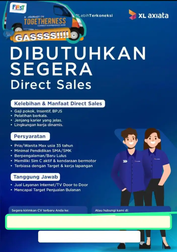 Lowongan kerja sebagai sales provider wifi XLsatu