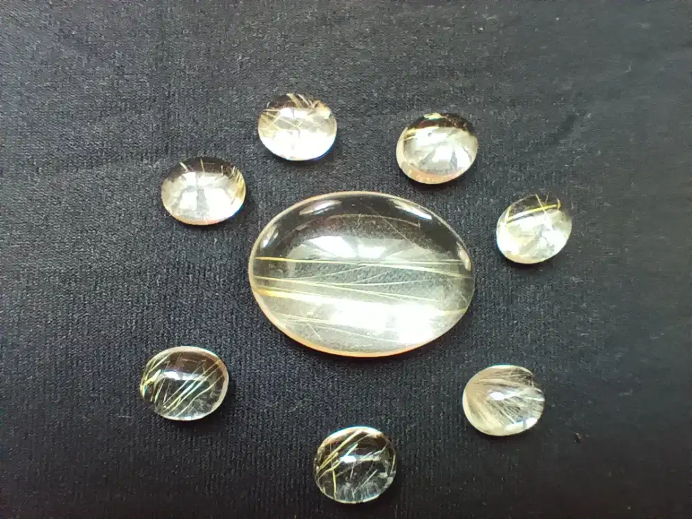 8 pcs Rambut Sedana Brazil Golden Rutilated Quartz Kristal