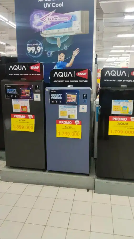 Kulkas AQua 1 pintu bisa dicicil bunga mulai 0% cukup KTP aja