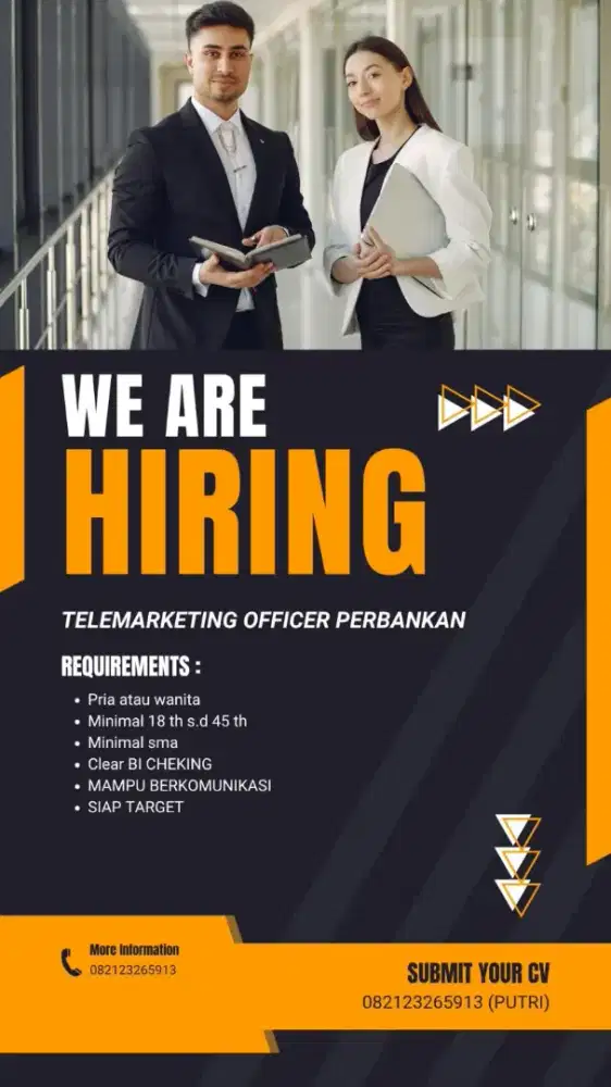 Butuh Urgent Telemarketing Officer perbankan area Jakarta barat