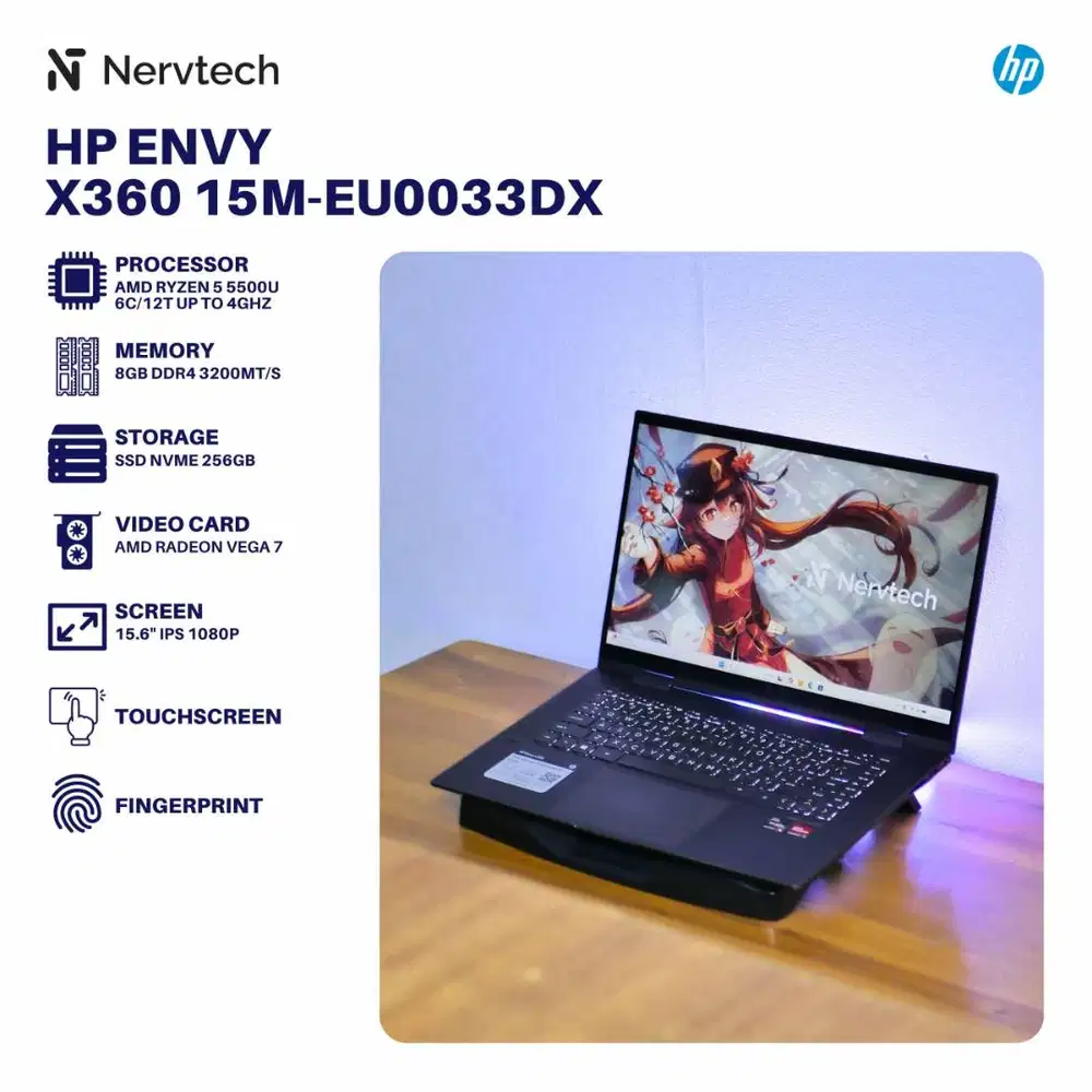 HP Envy x360 15m-eu0033DX Ryzen 5 5500U 8GB/256GB 1080p Touch FP