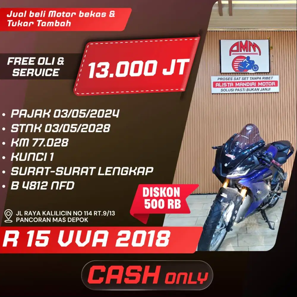 R 15 VVA TH 2018 BISA CASH/TUKAR TAMBAH / PAKAI CC/PAYLATER