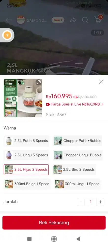 Samono food chopper MPASI blender penggiling daging 2,5L garansi
