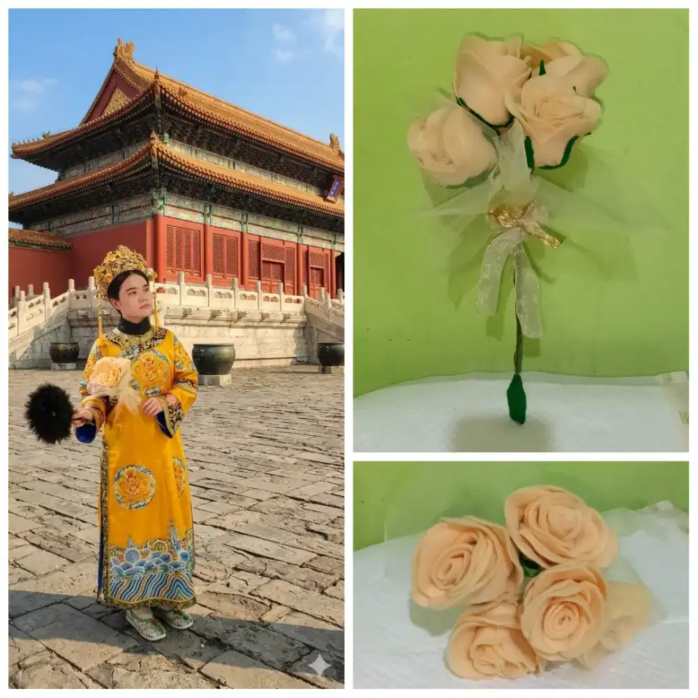 Buket Bunga Mawar Flanel