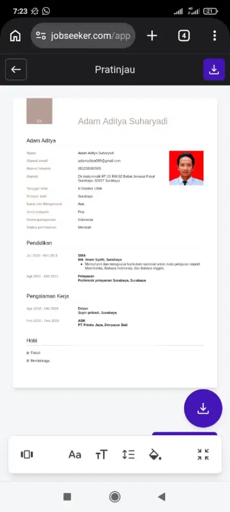 Cari kerja driver atau yg lain