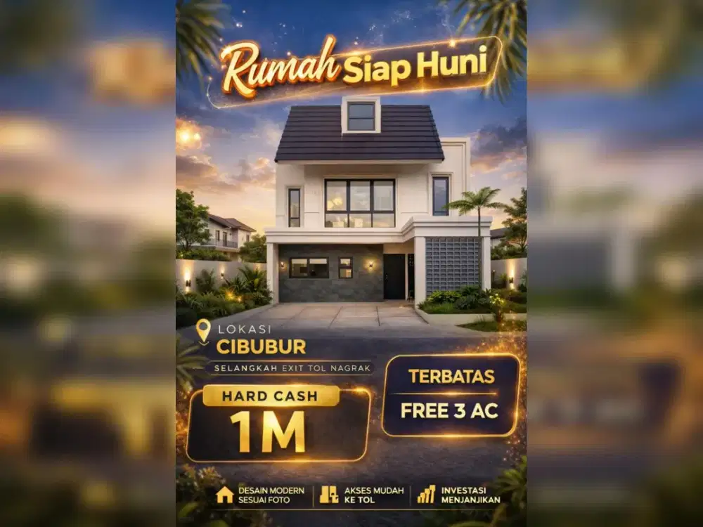 Harga 1 M Dapat Rumah Mewah di Cibubur + Free 3 AC! Terbatas!