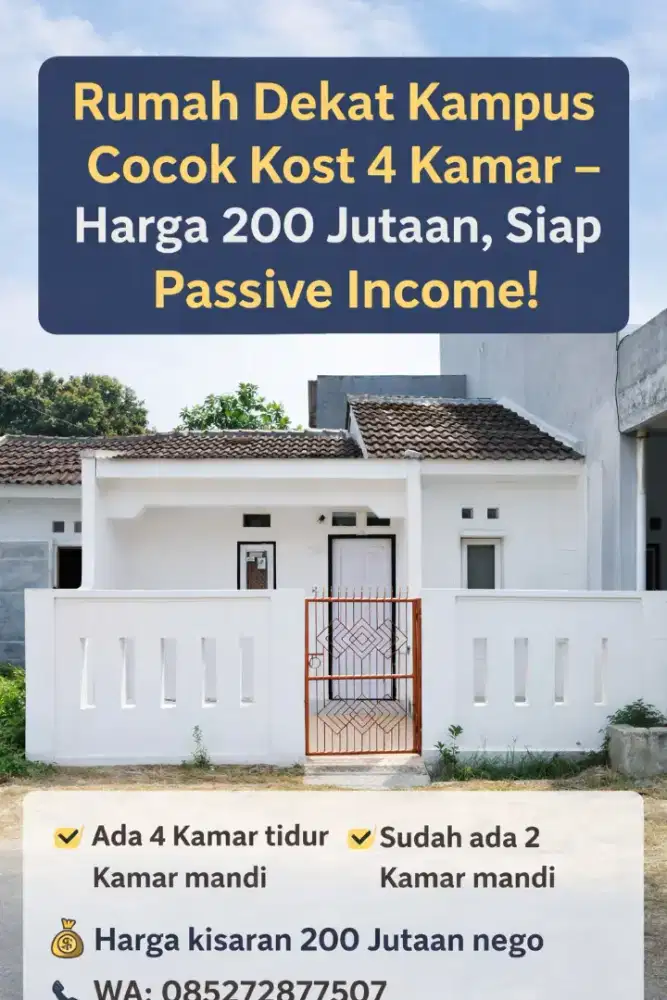 Harga 200 jutaan Dapat 4 Kamar? Cocok Kost Mahasiswa