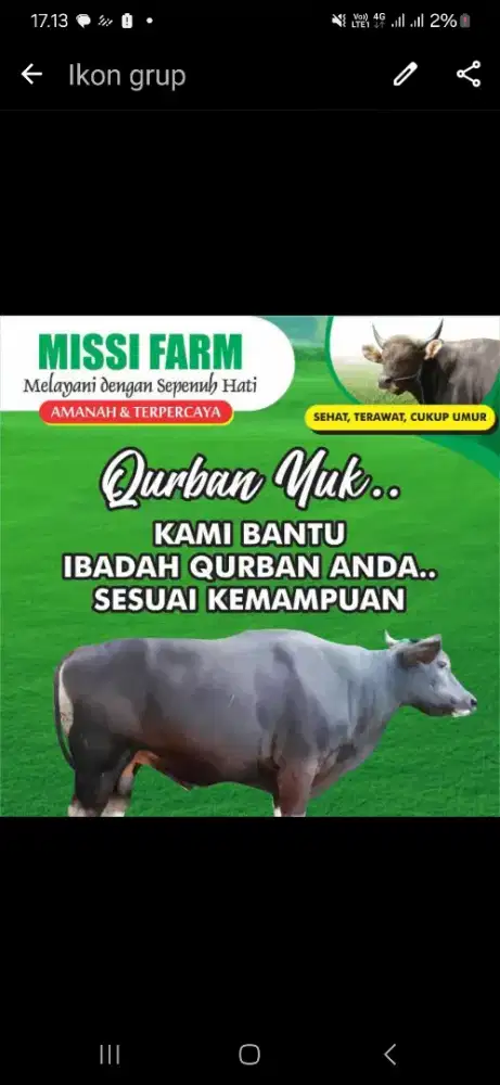 Misi farm menjual hewan qurban  berupa sapi yang gemuk , ekonomis ,