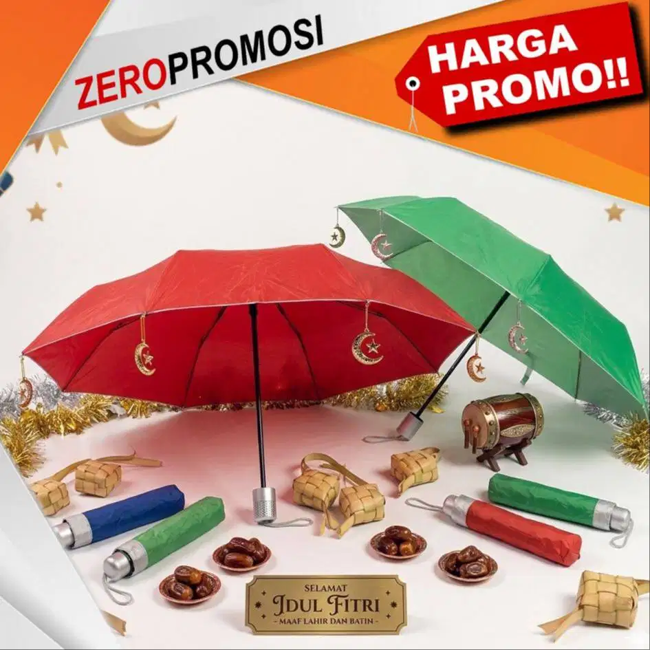 Souvenir Payung Lipat 3 Idul Fitri Custom Logo