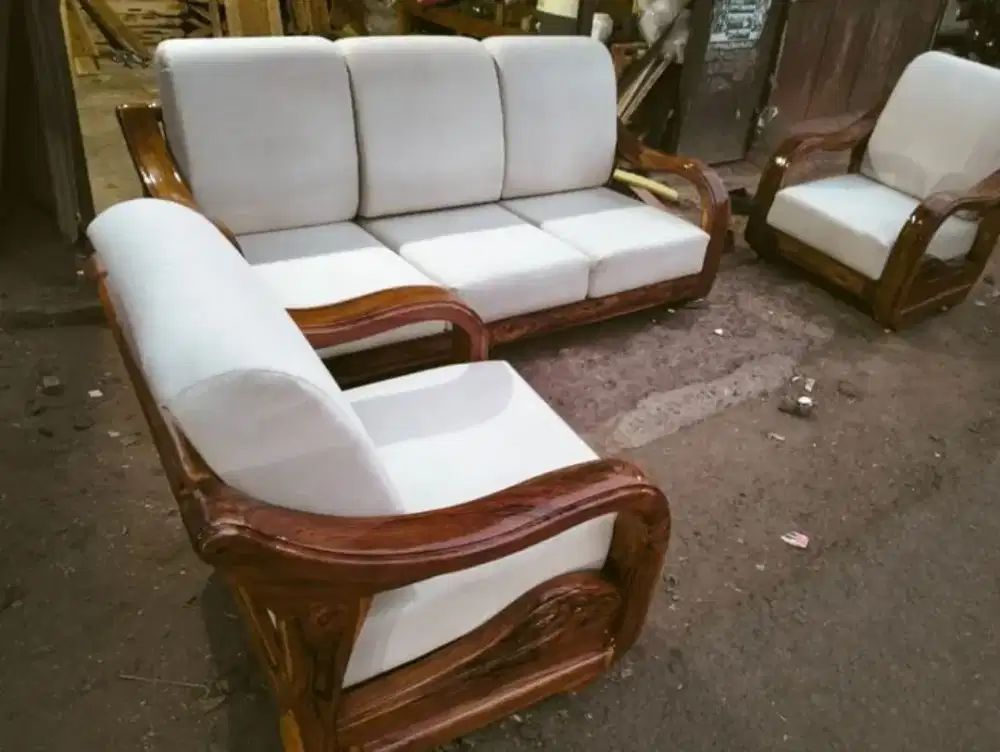 Kursi tamu sofa minimalis jati