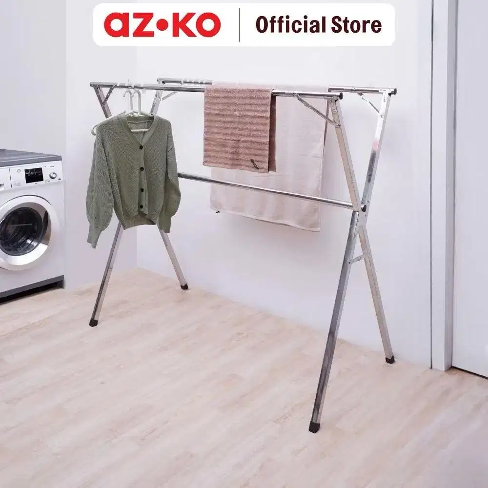 AZKO Stora jemuran pakaian X shape lipat stainless steel