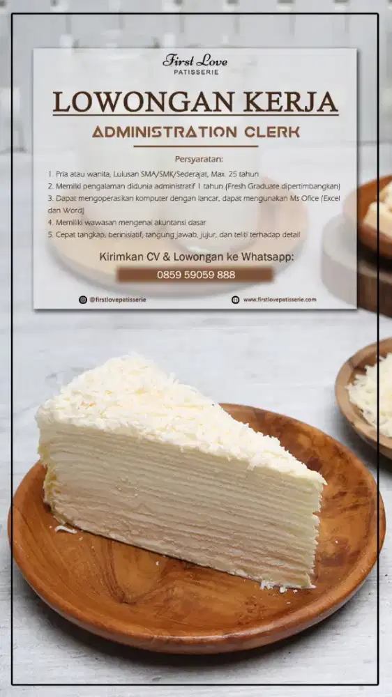 Admin clerk perusahaan cake