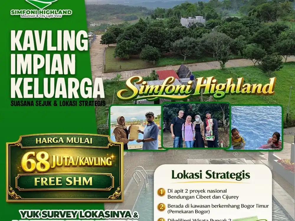 Tanah Murah SHM Simfoni HIGHLAND Bogor Lokasi Nyaman View indah udara Sejuk Dekat Jakarta