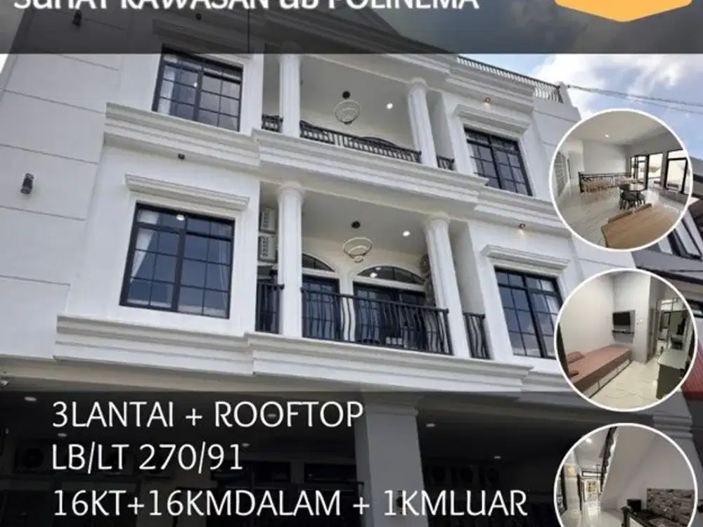 Rumah kos dijual di Malang 16KT 16KMD Furnished 3,25M suhat UB Polinema