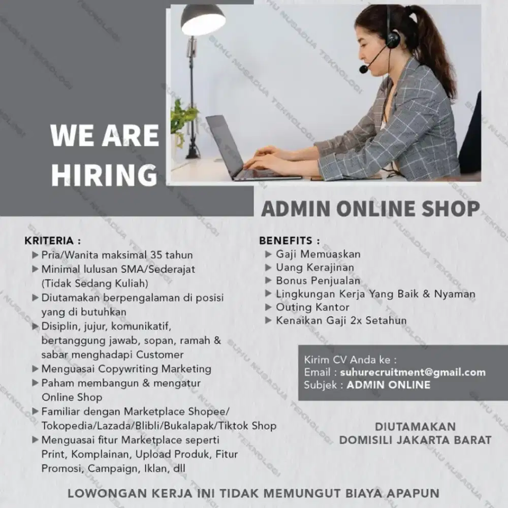 Lowongan - Admin , Packer , QC , Finance