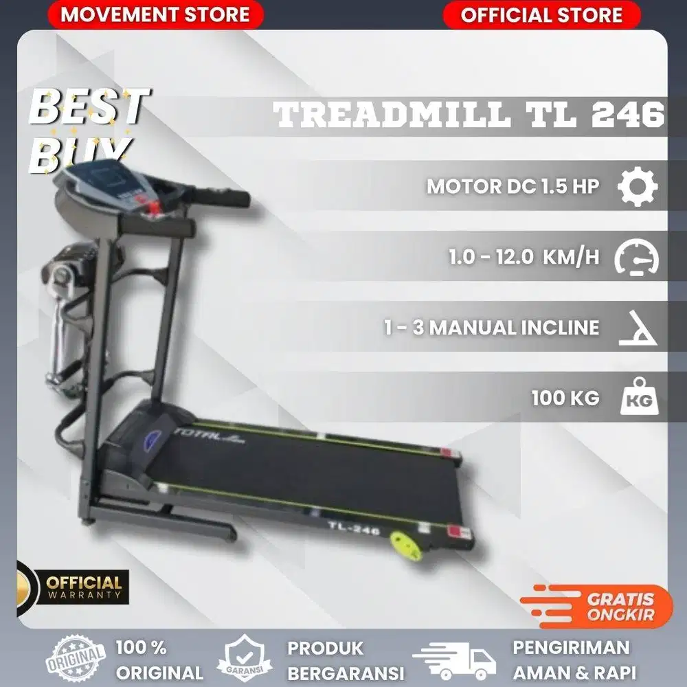 Jual Alat Fitness Treadmill Electrik TL246 Alat Olahraga Rumahan