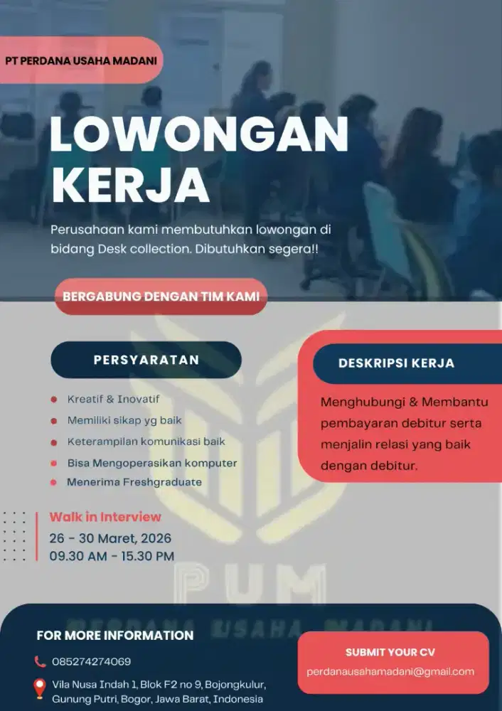 LOWONGAN KERJA SEGERA