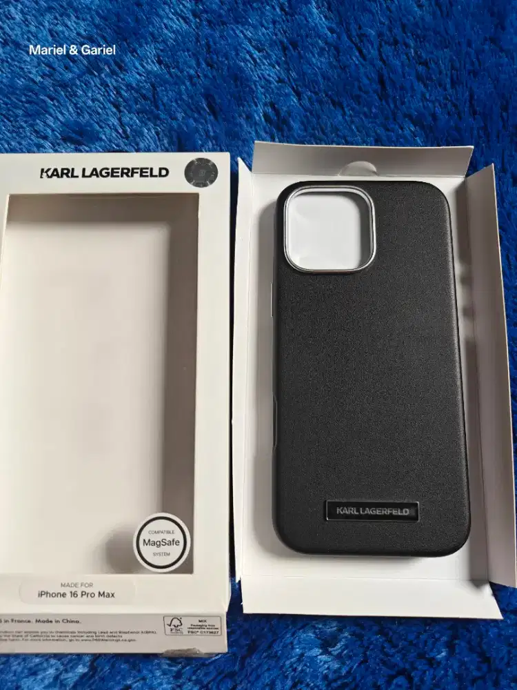 Case Casing iPhone 16 Pro Max Karl Lagerfeld Leather Black Kulit asli