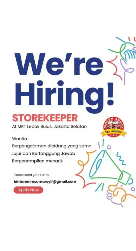 Dibutuhkan cepat shoopkeper perempuan