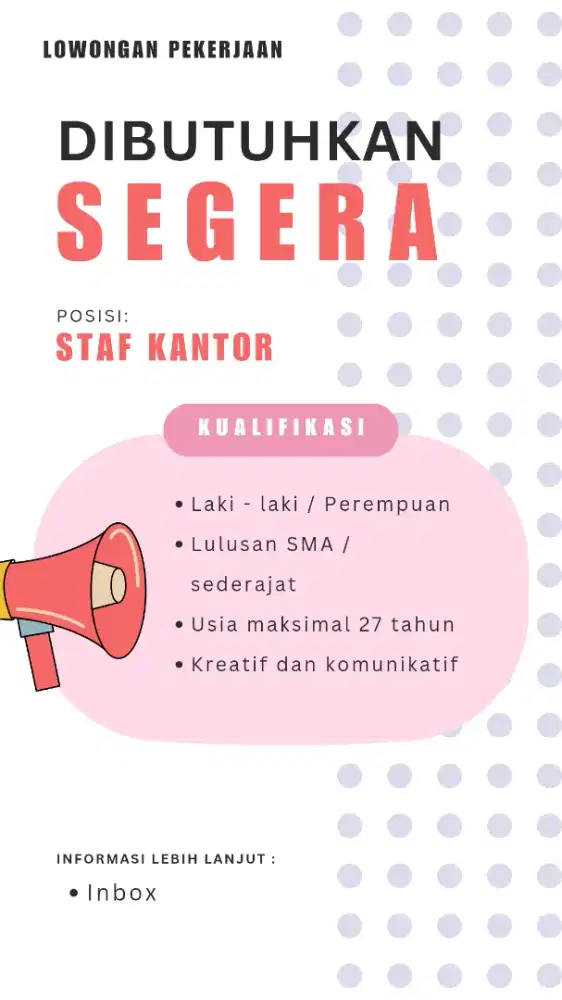 Dibuka Lowongan Pekerjaan Admin