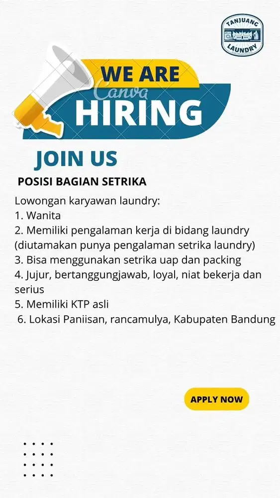 LOWONGAN KERJA LAUNDRY