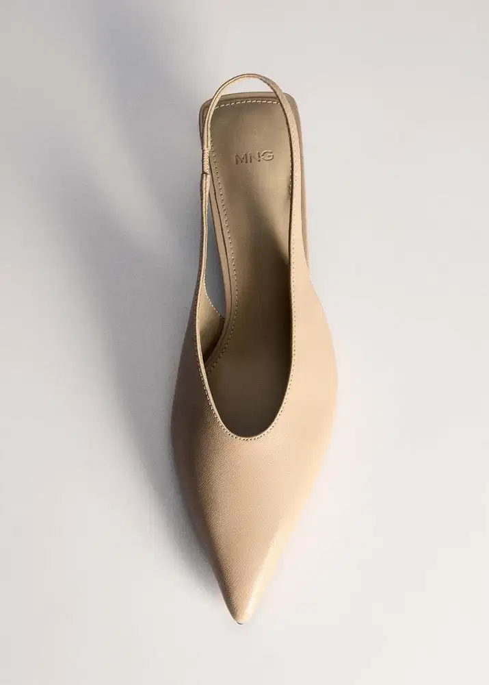 MANGO NUDE KITTEN-HEEL LEATHER SHOES