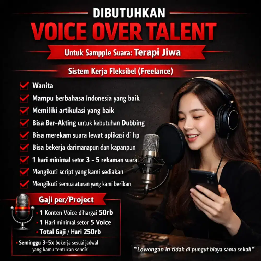 LOWONGAN FREELANCE – VOICE OVER TALENT (WANITA)
