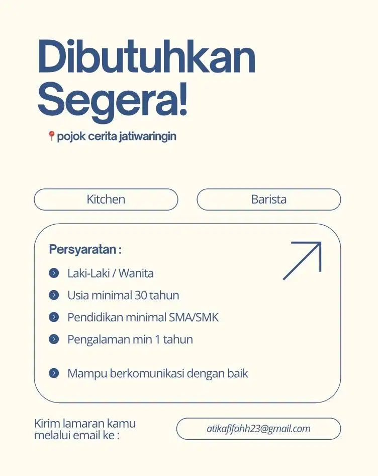 Lowongan kerja kitchen&barista