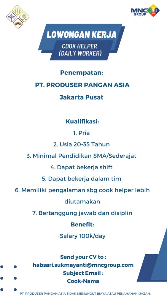 Cook Helper (Daily Worker)