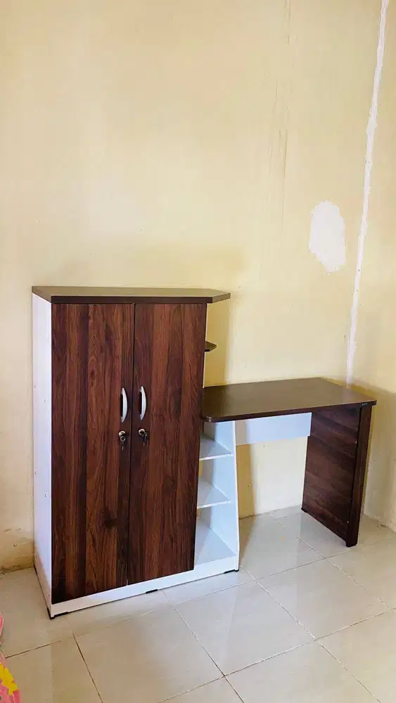 PROMO MEJA BELAJAR DENGAN LEMARI SERBAGUNA 2 PINTU SALE GRATIS ANTAR