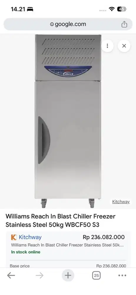 Chiller Stainless Besar Commercial Fridge merk Williams