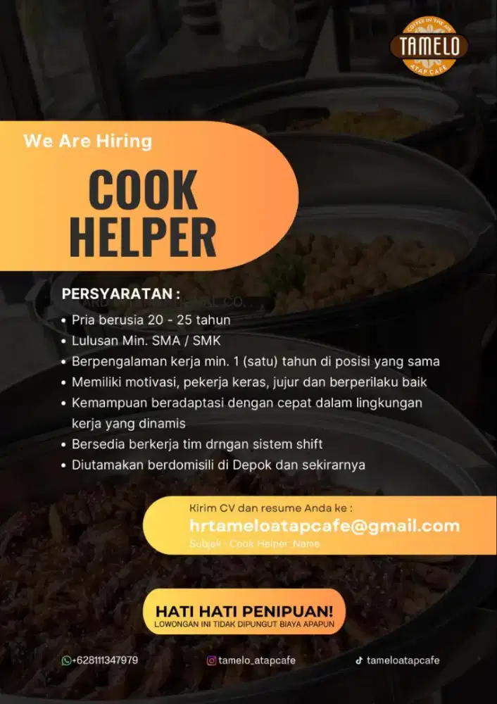 Lowongan Kerja Cook Helper