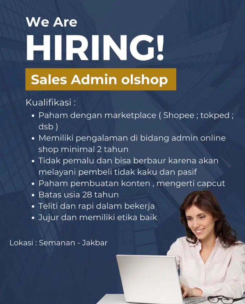 LOWONGAN KERJA ADMIN MARKETPLACE & SALES MARKETING