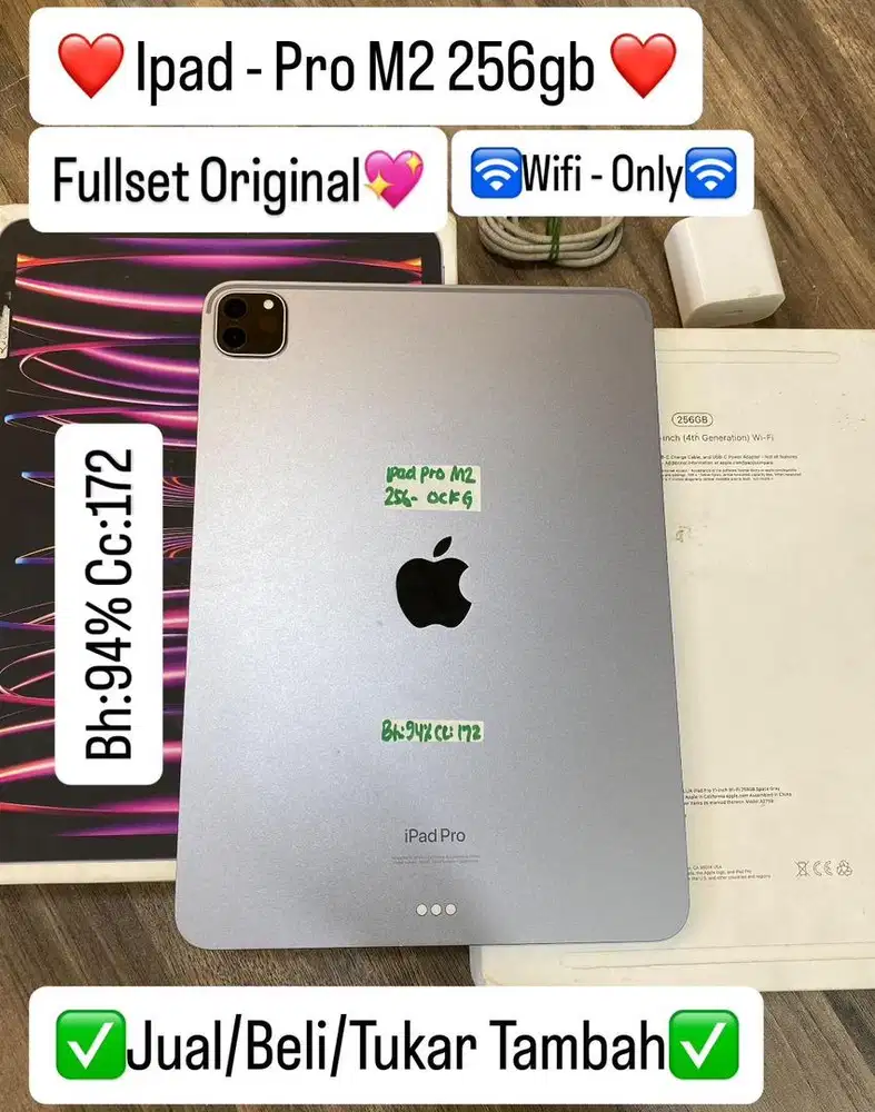 Ipad Pro M2 11 inch 256 Gb Space grey Wifi Bisa cicilan