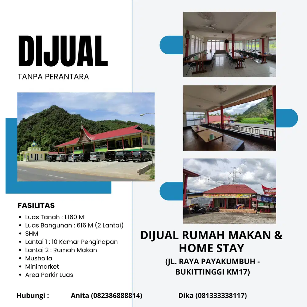 DIJUAL TANPA PERANTARA RUMAH MAKAN & HOMESTAY