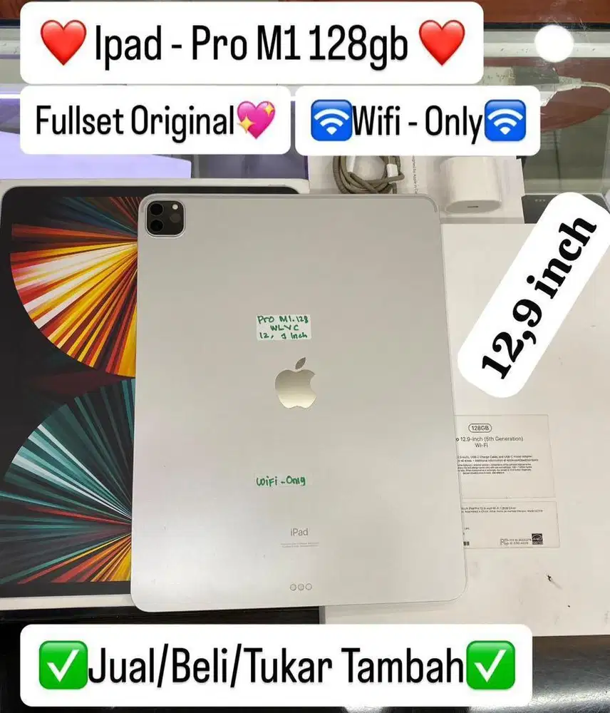 Ipad Pro M1 12,9 Inch 128 Gb Silver Wifi Bisa cicilan