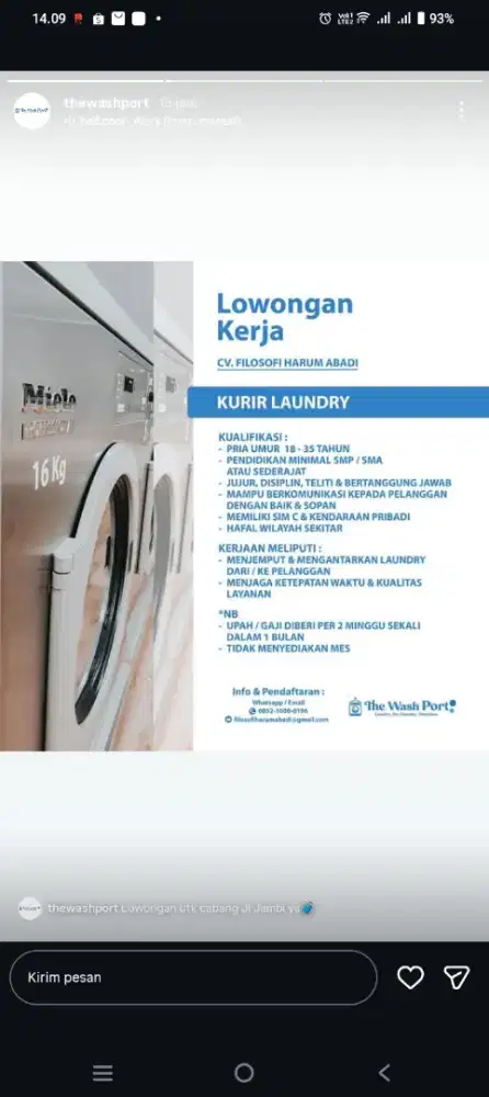 Kurir anter jemput loundry