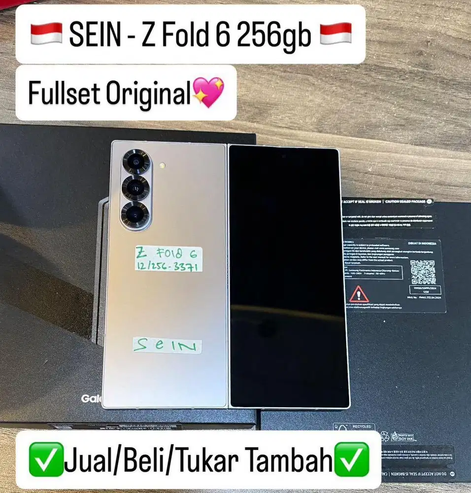 Samsung Zfold 6 12/256 Gb Silver Shadow Resmi Sein Bisa cicilan