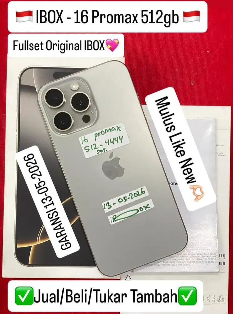 Iphone 16 Promax 512 Gb Natural Titanium Resmi ibox bisa cicilan