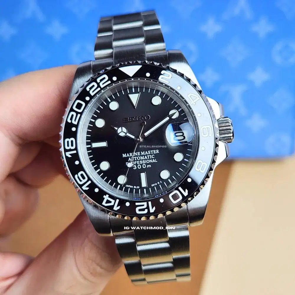 Seiko Rolex Submariner Black Panther Automatic NH 35 Homage