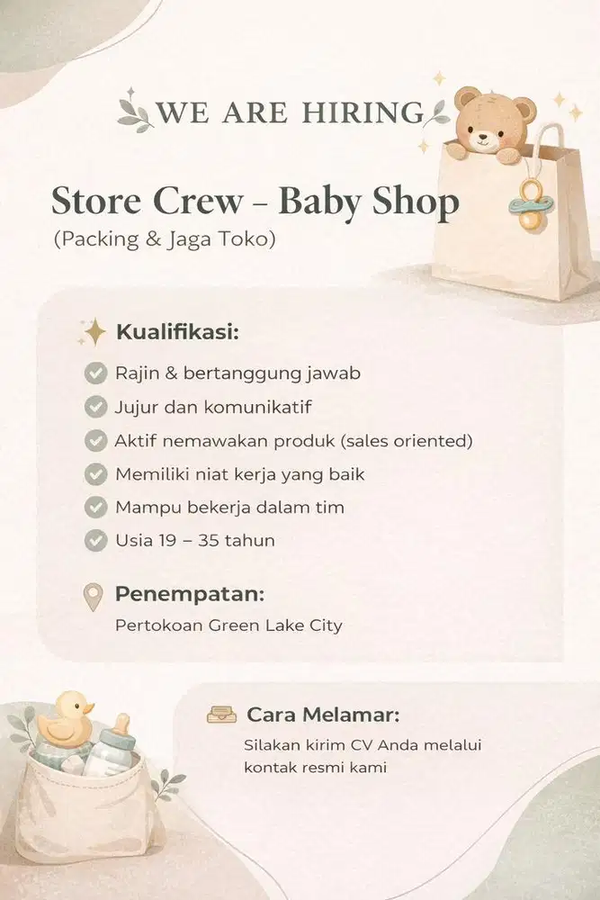 Lowongan Kerja Packing dan Jaga Toko Offline