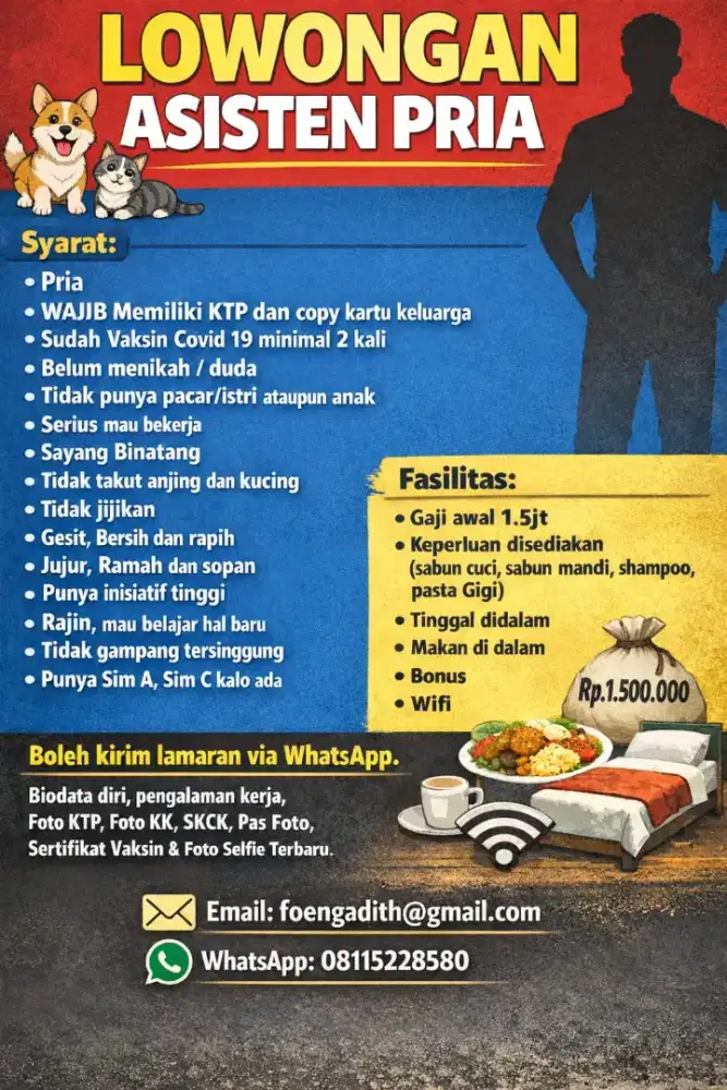 Dibutuhkan Asisten Pria