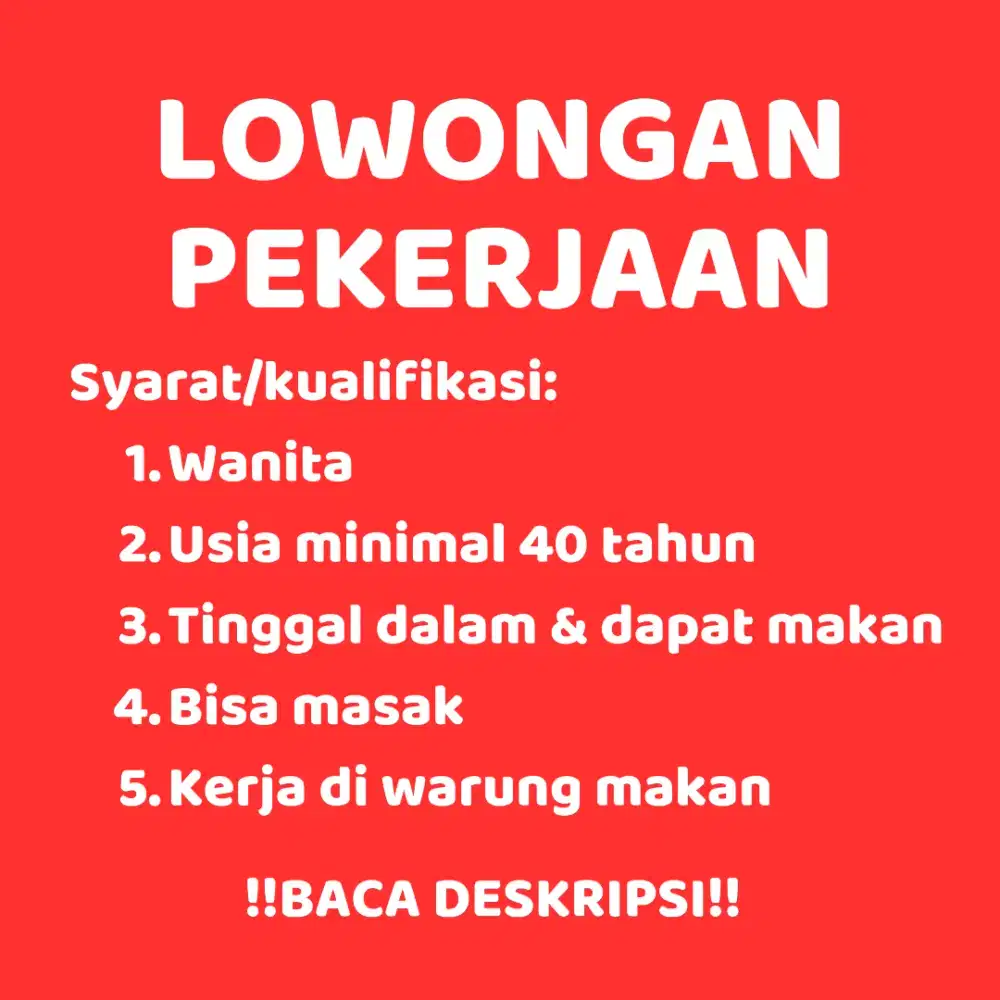 Lowongan Tukang Masak