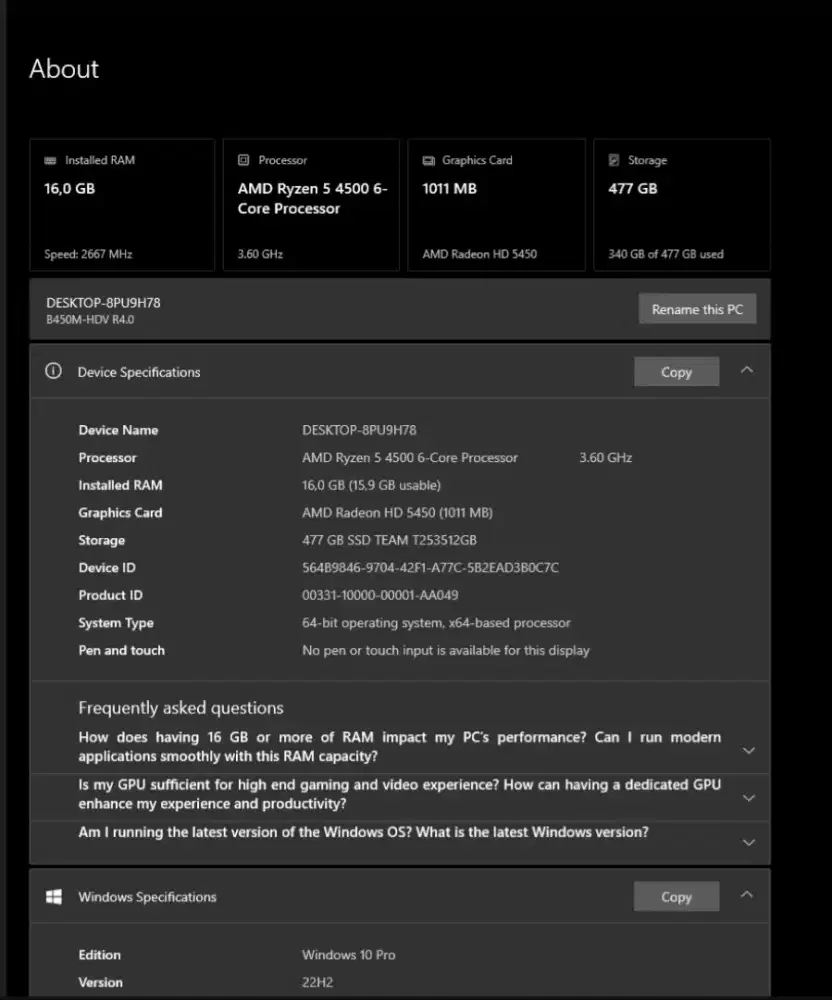 Pc Amd Rayzen 5 Design Programing Editing Office